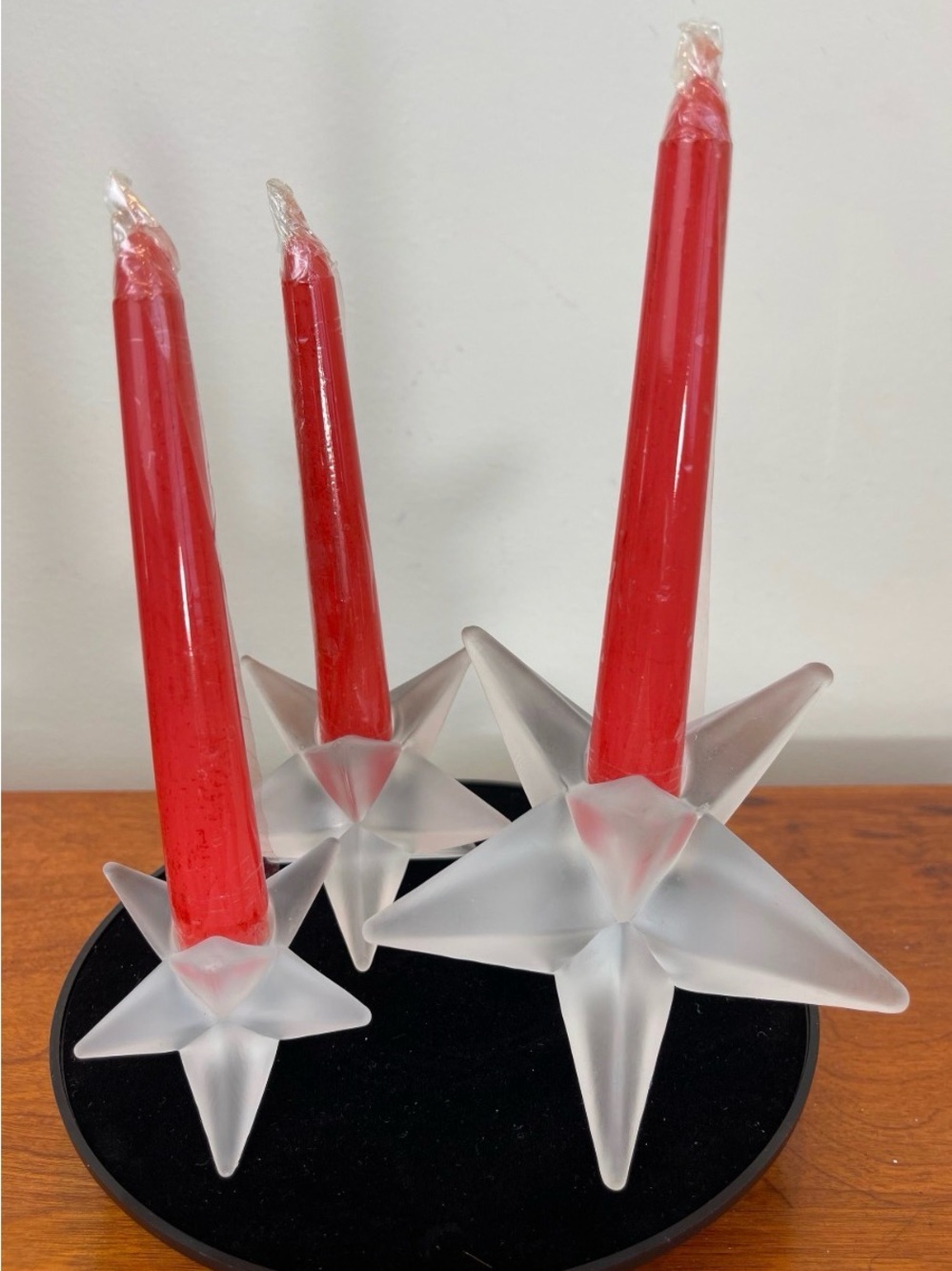 Vintage Star Candleholders | Frosted Clear Glass Christmas Decor - Picture 4 of 10
